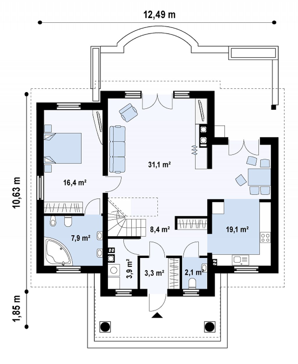 Первый этаж 92,2 м²