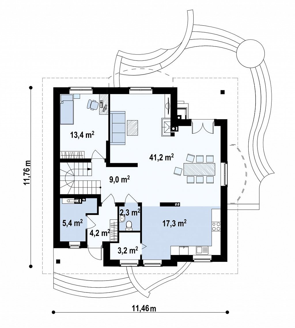 Первый этаж 98,0 м²