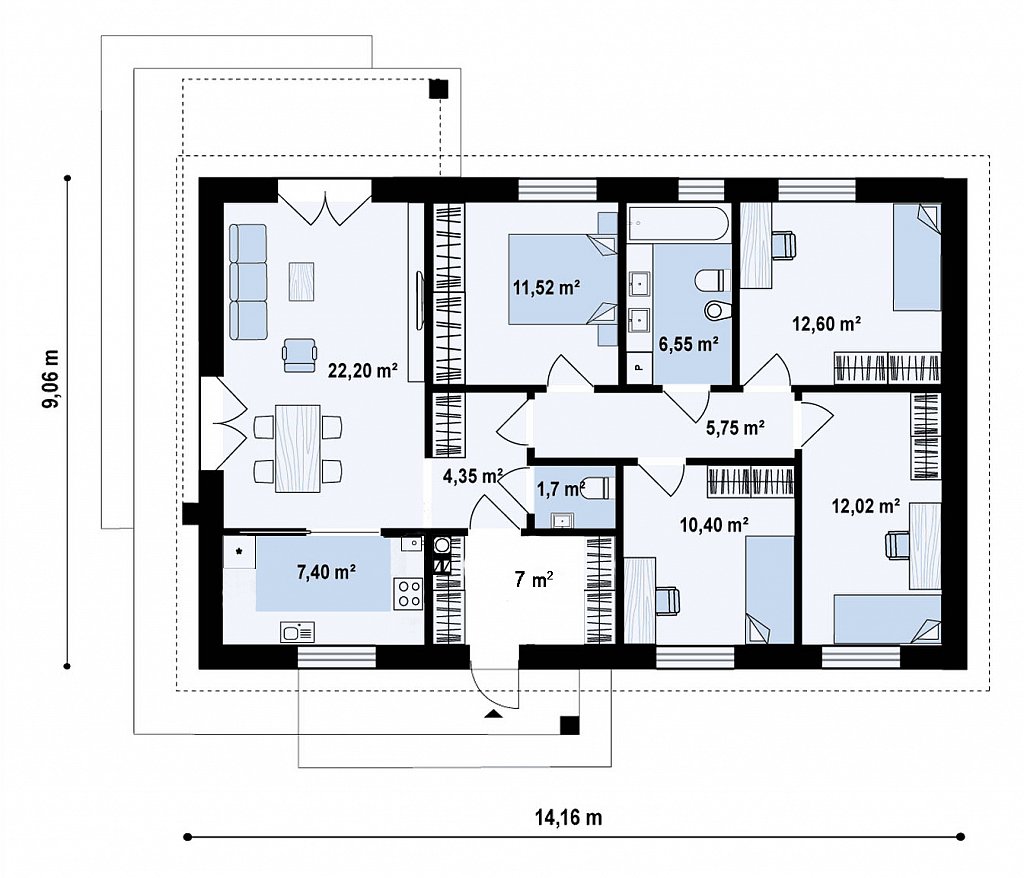 Первый этаж 100,9 м²