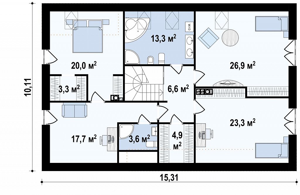 Второй этаж 116,7 м²