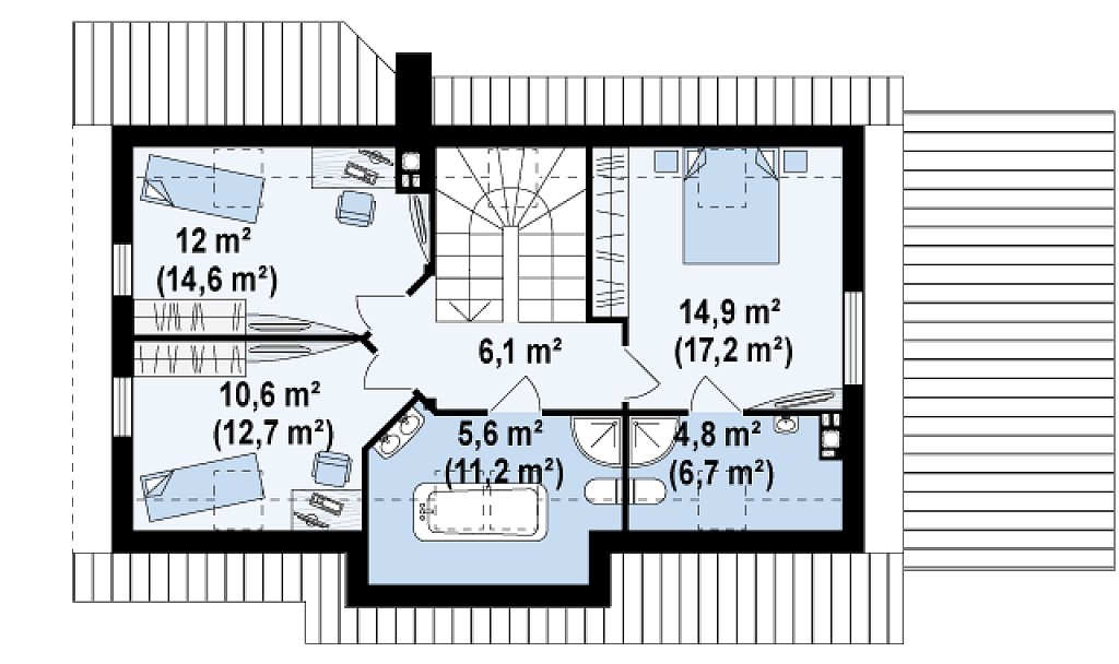 Второй этаж 68,4 м²