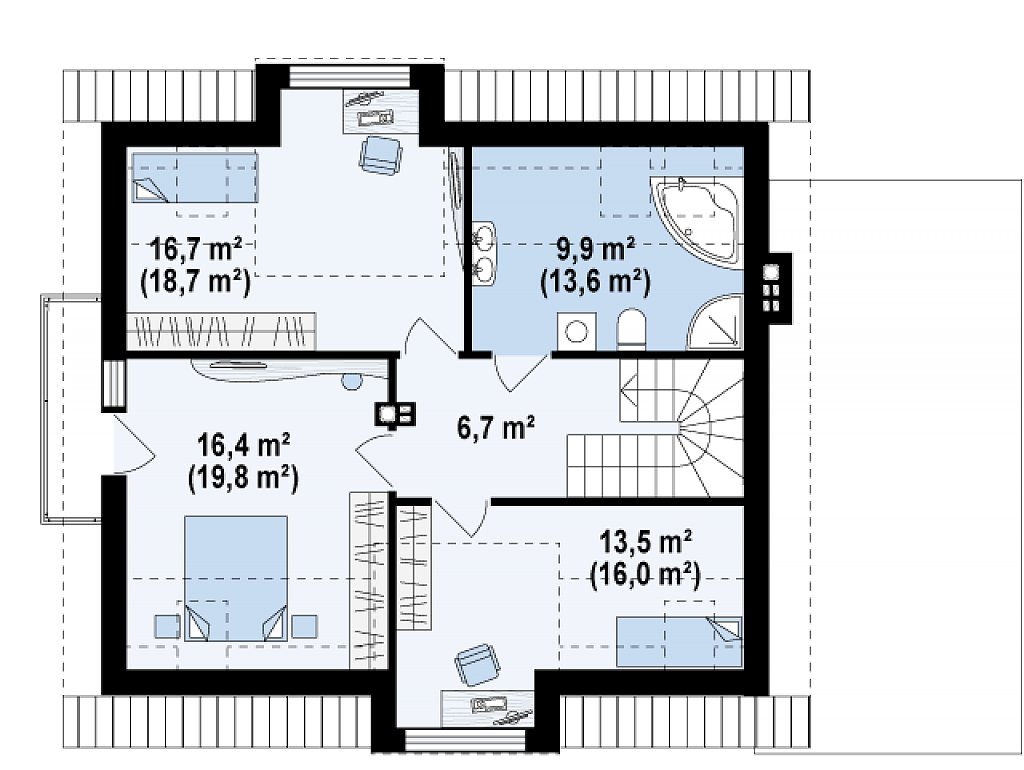 Второй этаж 74,8 м²