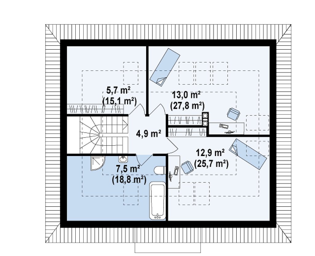 Второй этаж 92,4 м²