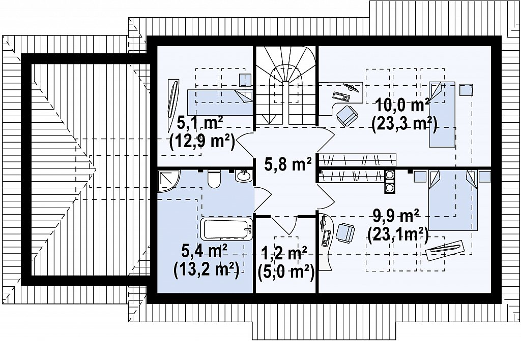 Второй этаж 83,5 м²