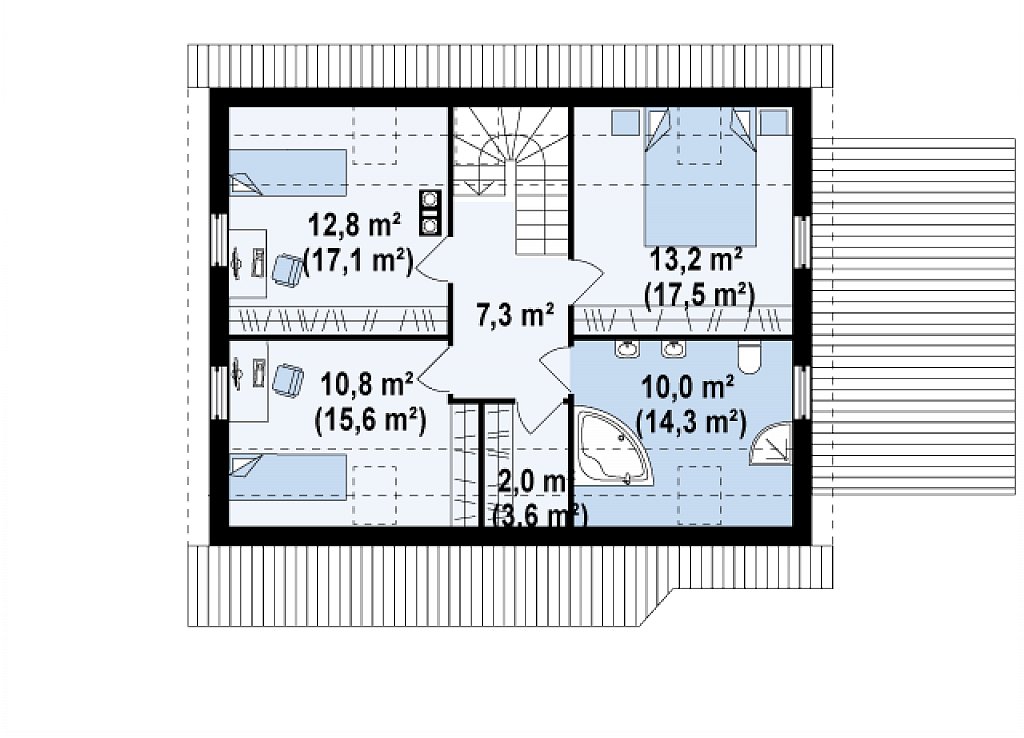 Второй этаж 75,4 м²