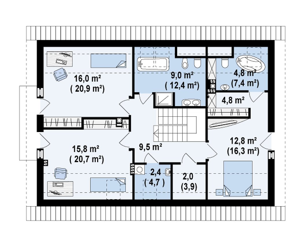 Второй этаж 100,6 м²