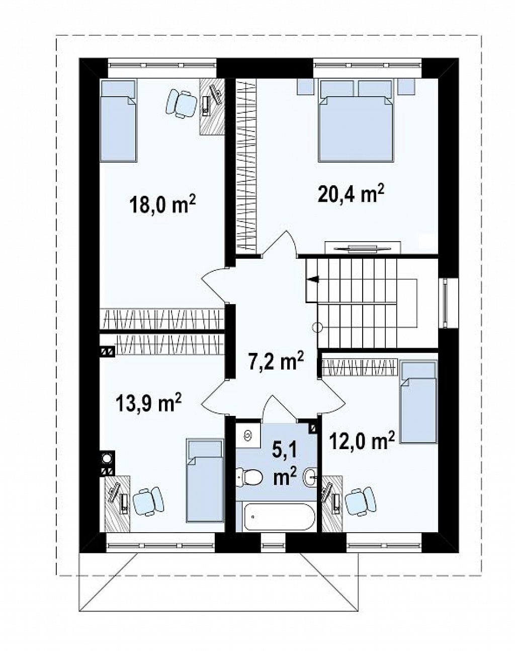 Второй этаж 76,6 м²