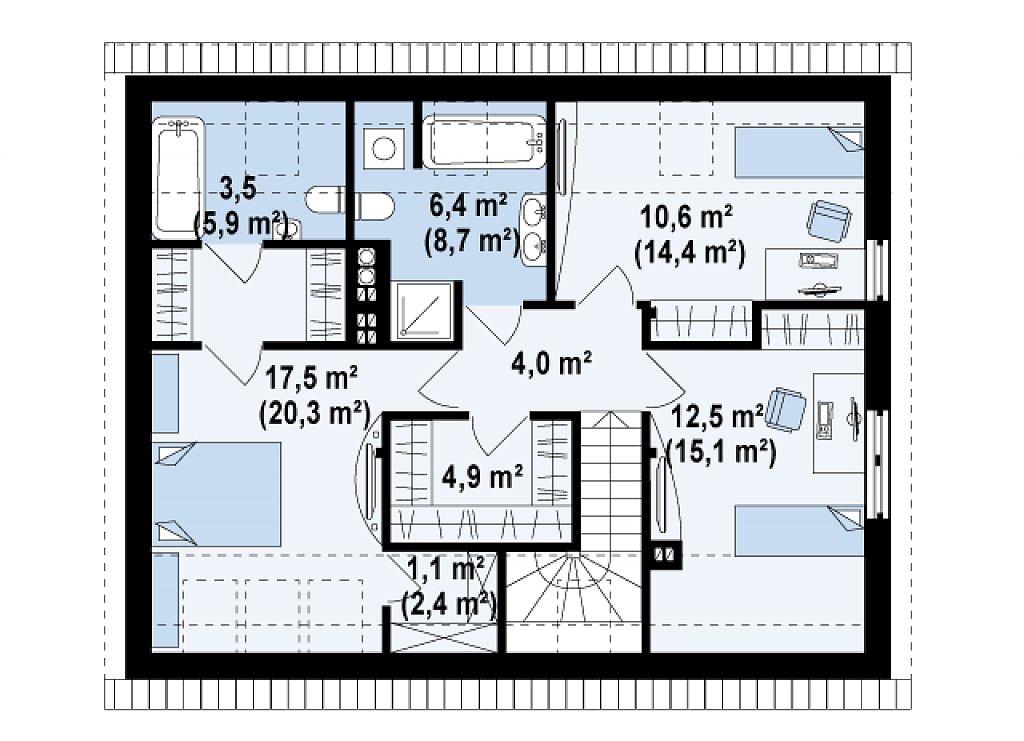 Второй этаж 75,7 м²