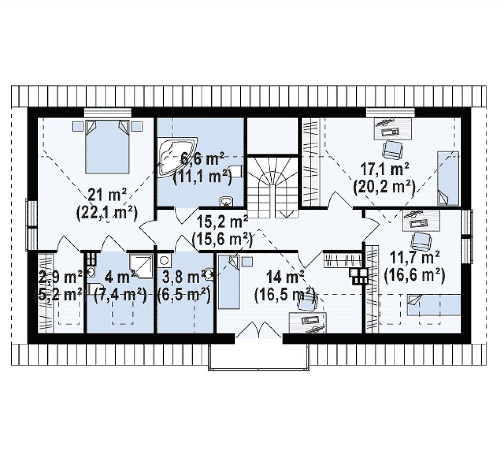 Второй этаж 121,5 м²