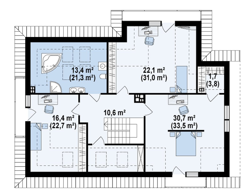 Второй этаж 131,3 м²