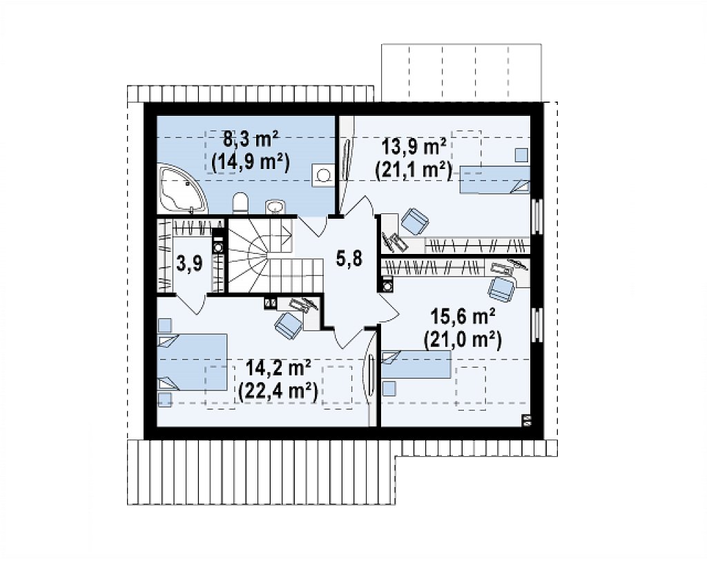 Второй этаж 89,1 м²