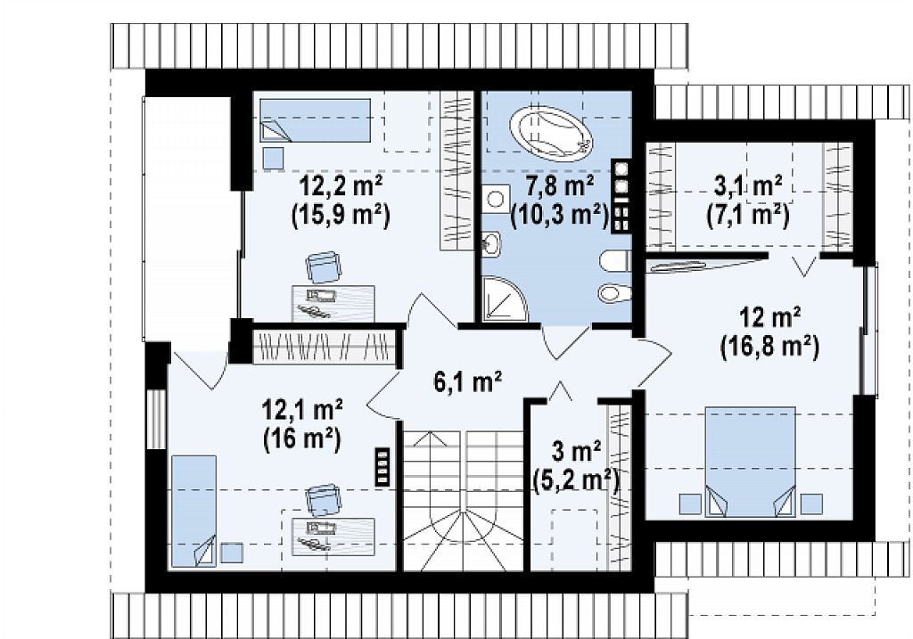 Второй этаж 77,5 м²