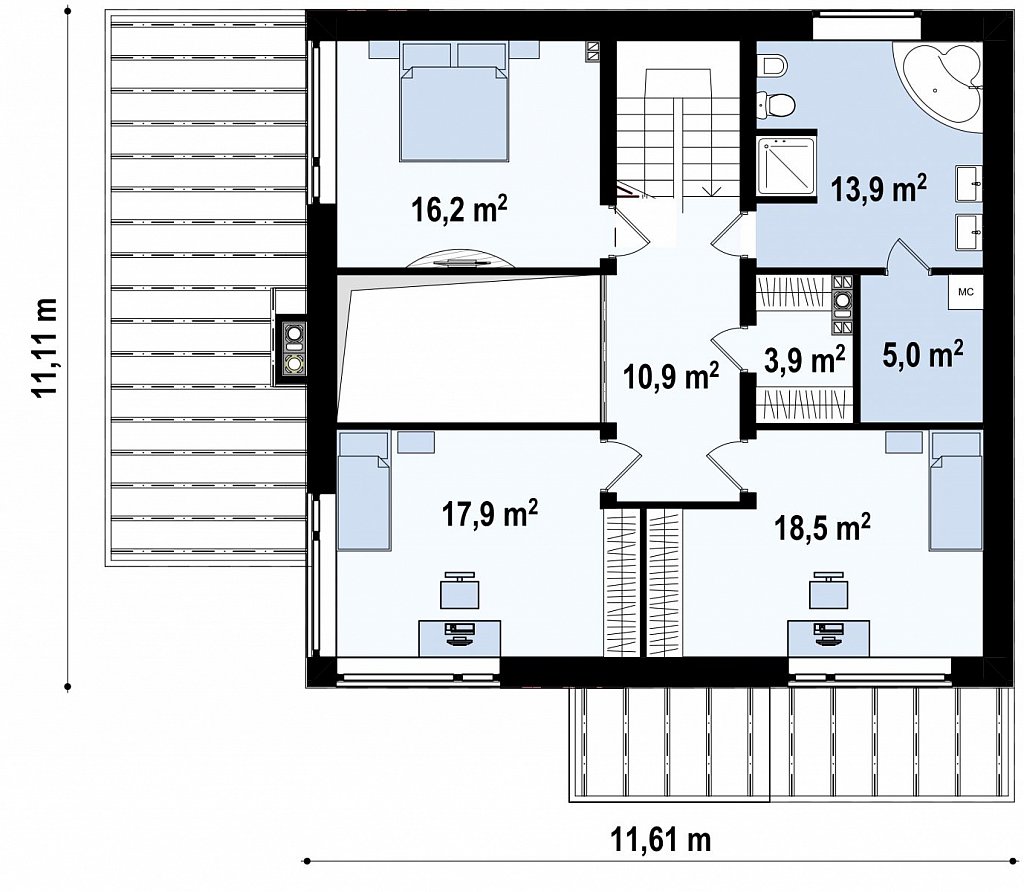 Второй этаж 88,7 м²
