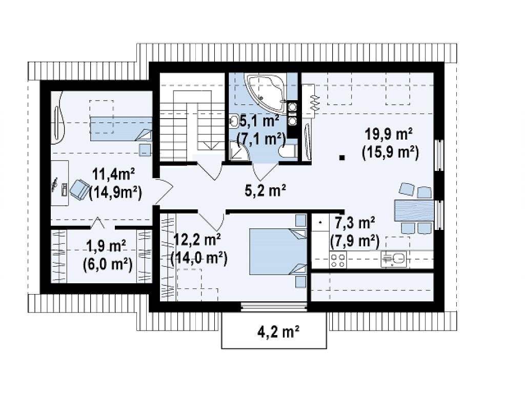 Второй этаж 74,9 м²