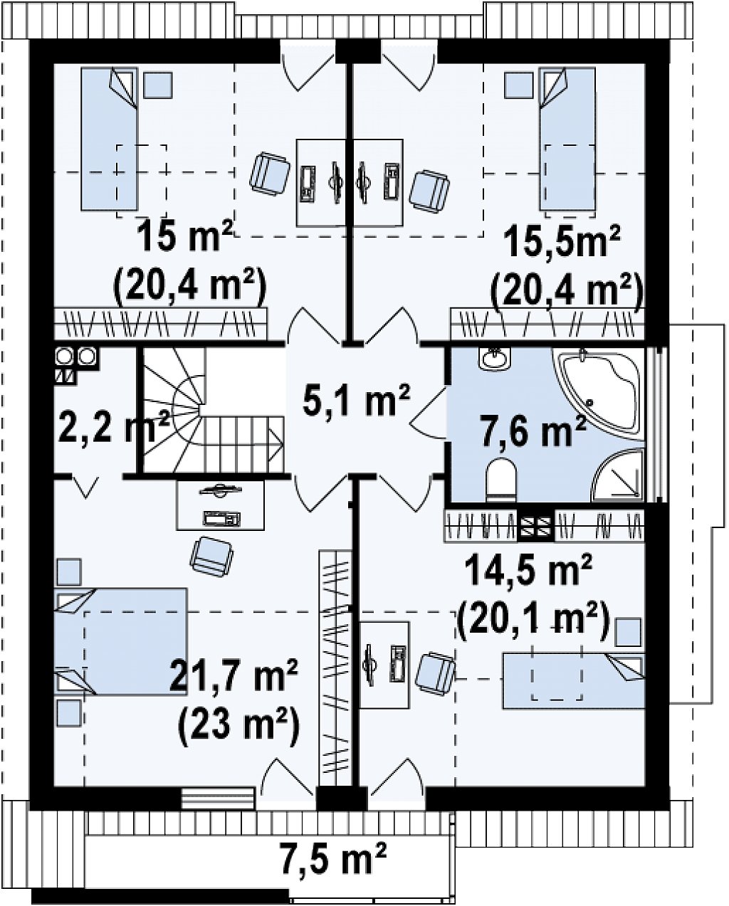 Второй этаж 96,5 м²