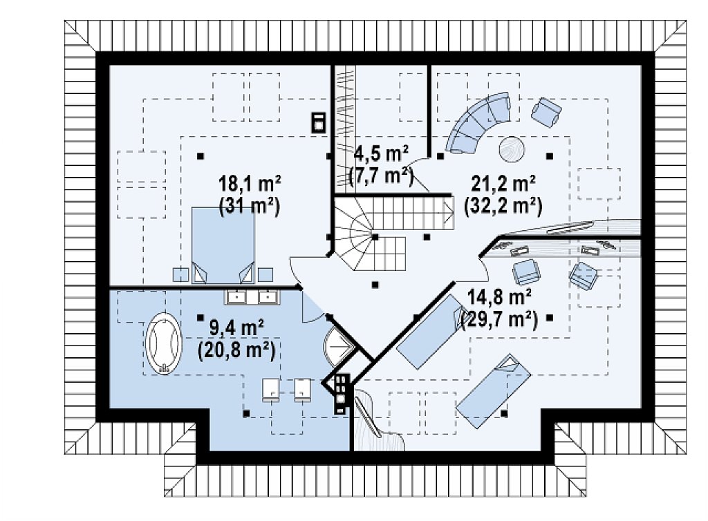 Второй этаж 121,5 м²