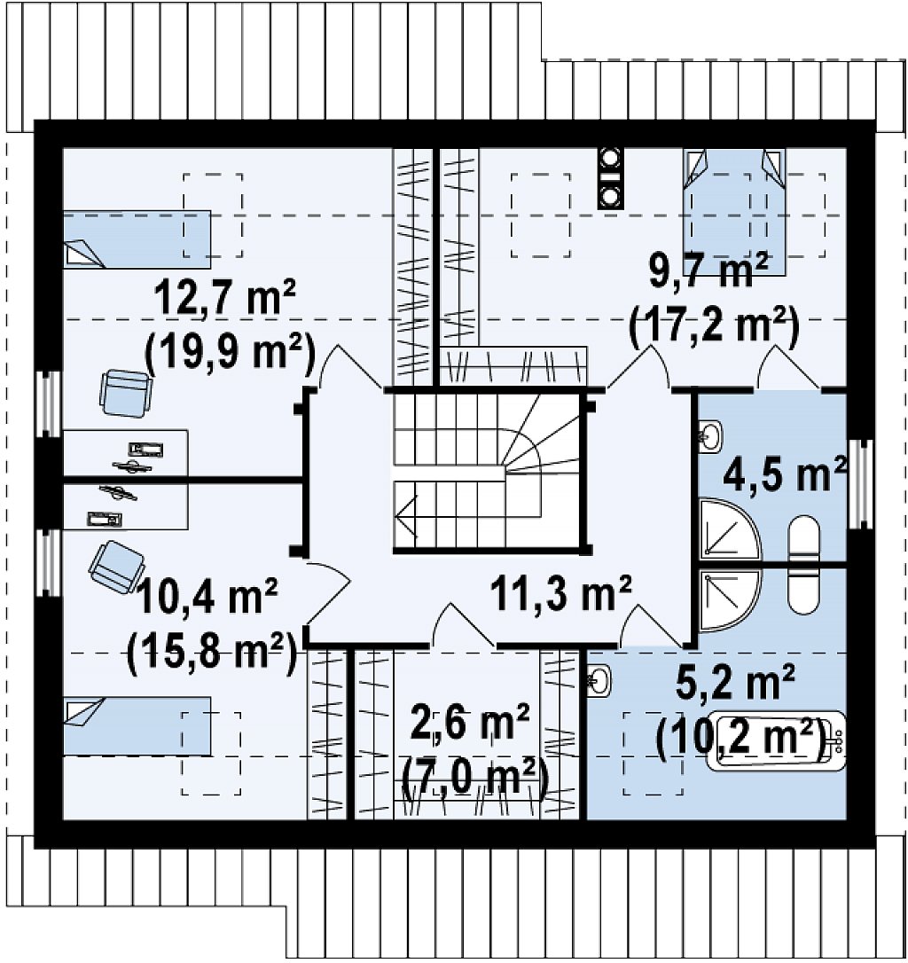 Второй этаж 85,9 м²