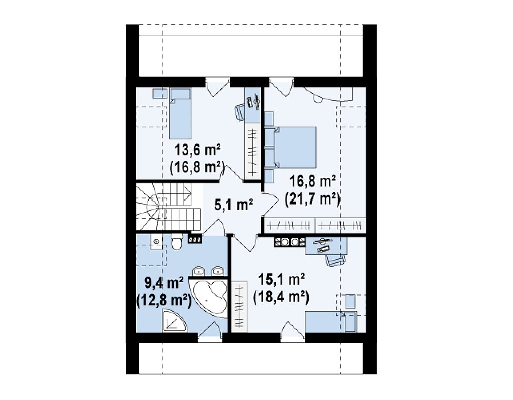 Второй этаж 74,7 м²