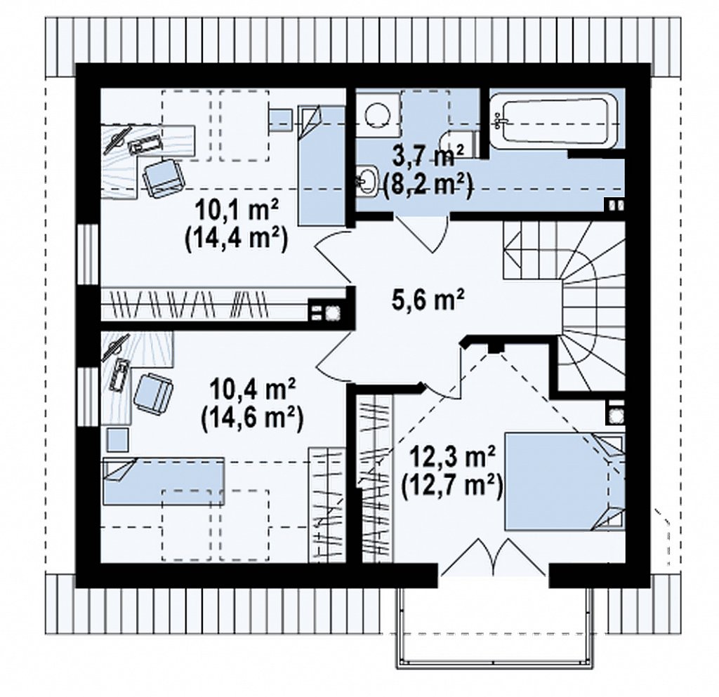 Второй этаж 54,4 м²