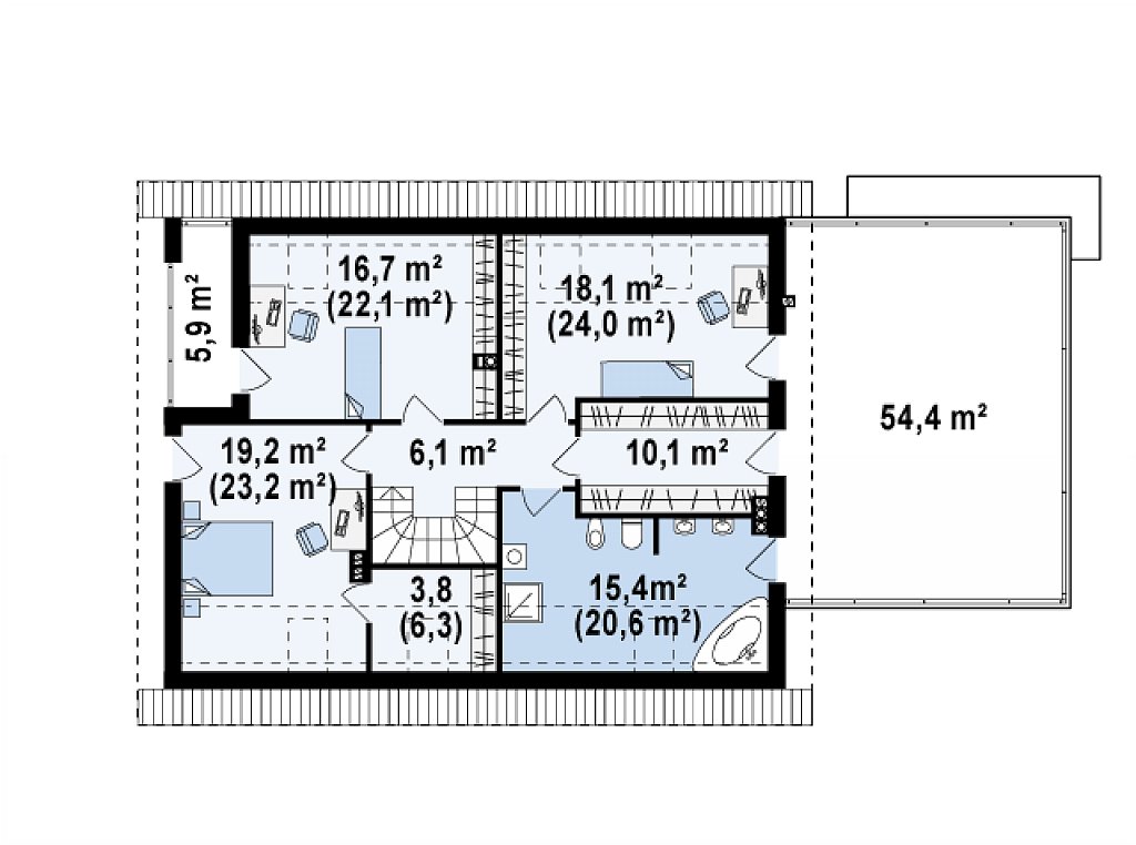 Второй этаж 112,4 м²