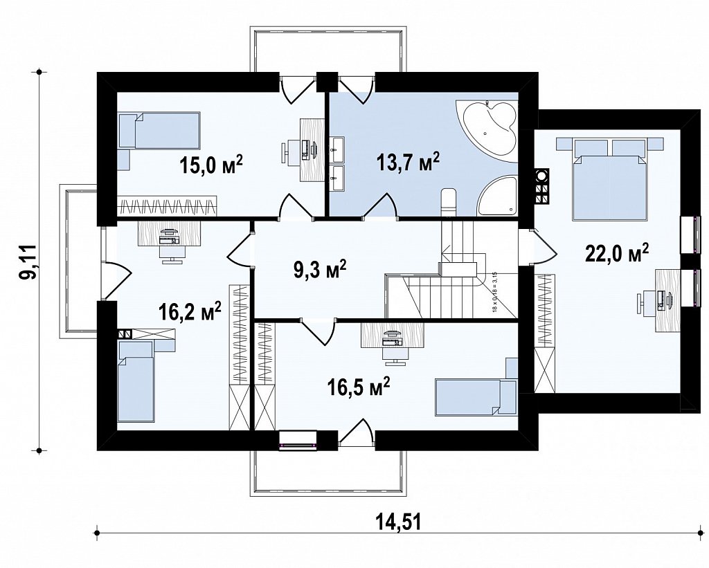 Второй этаж 96,9 м²