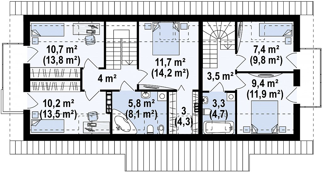 Второй этаж 87,8 м²