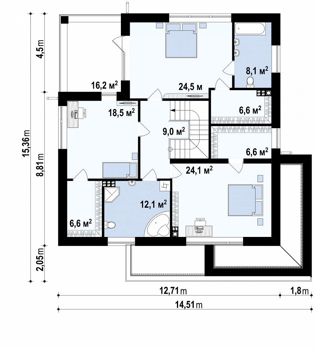 Второй этаж 105,7 м²