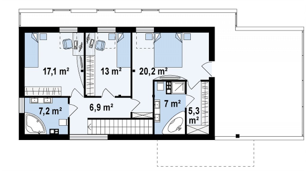 Второй этаж 76,9 м²