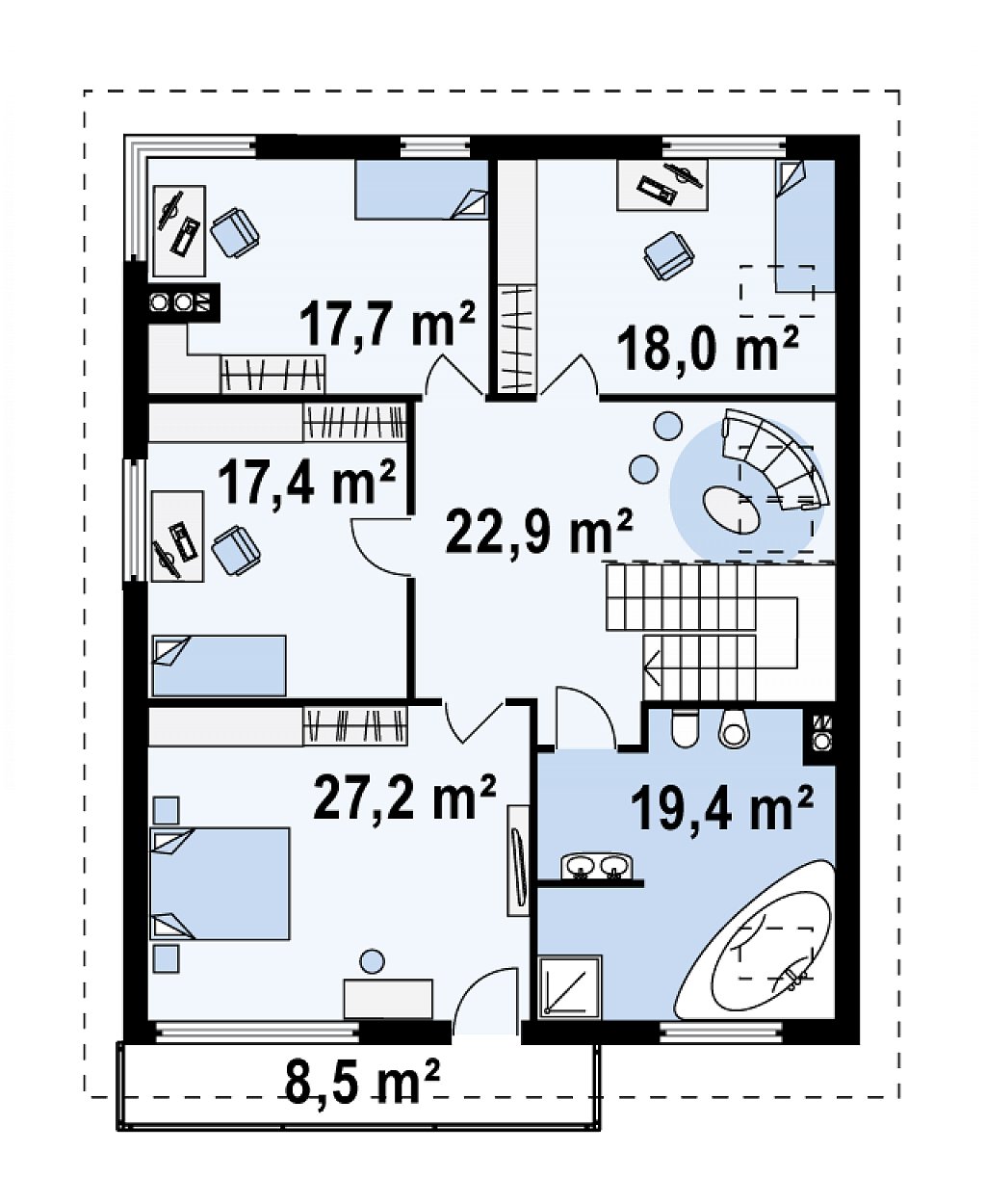 Второй этаж 122,6 м²