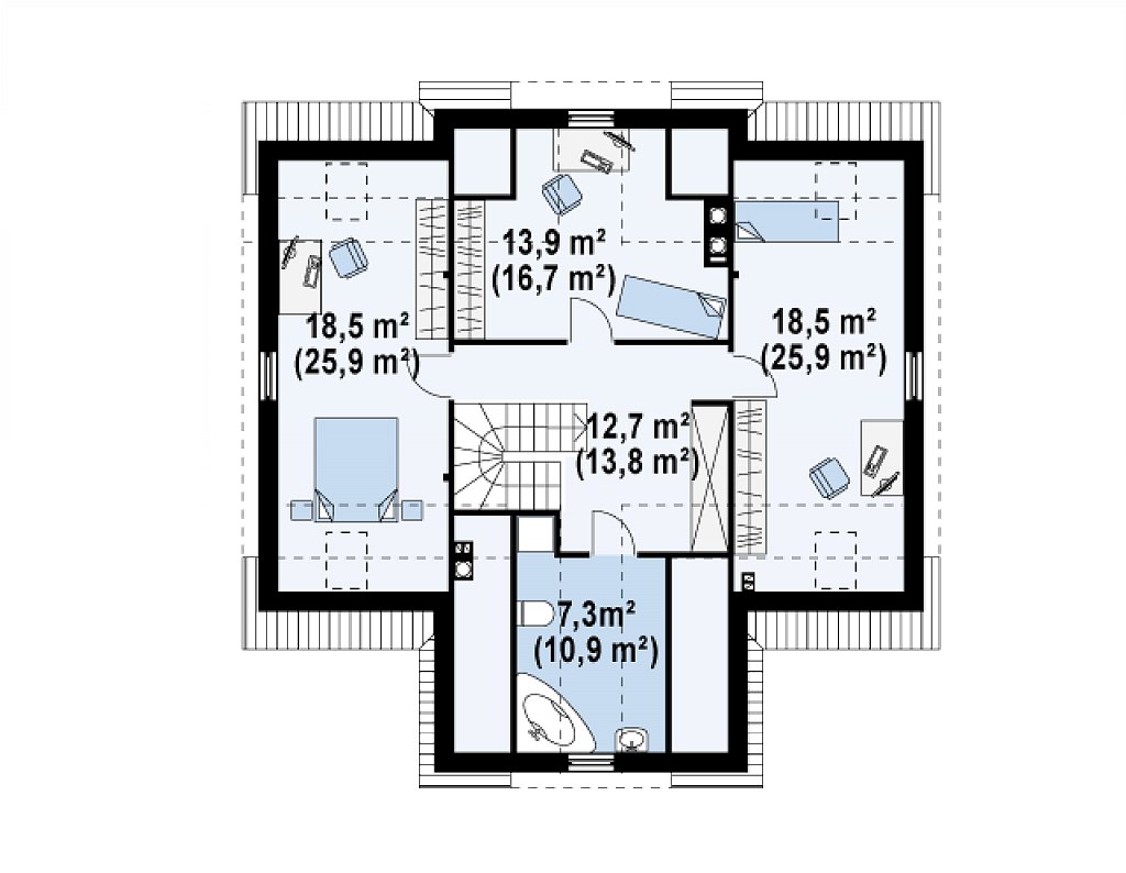 Второй этаж 92,9 м²