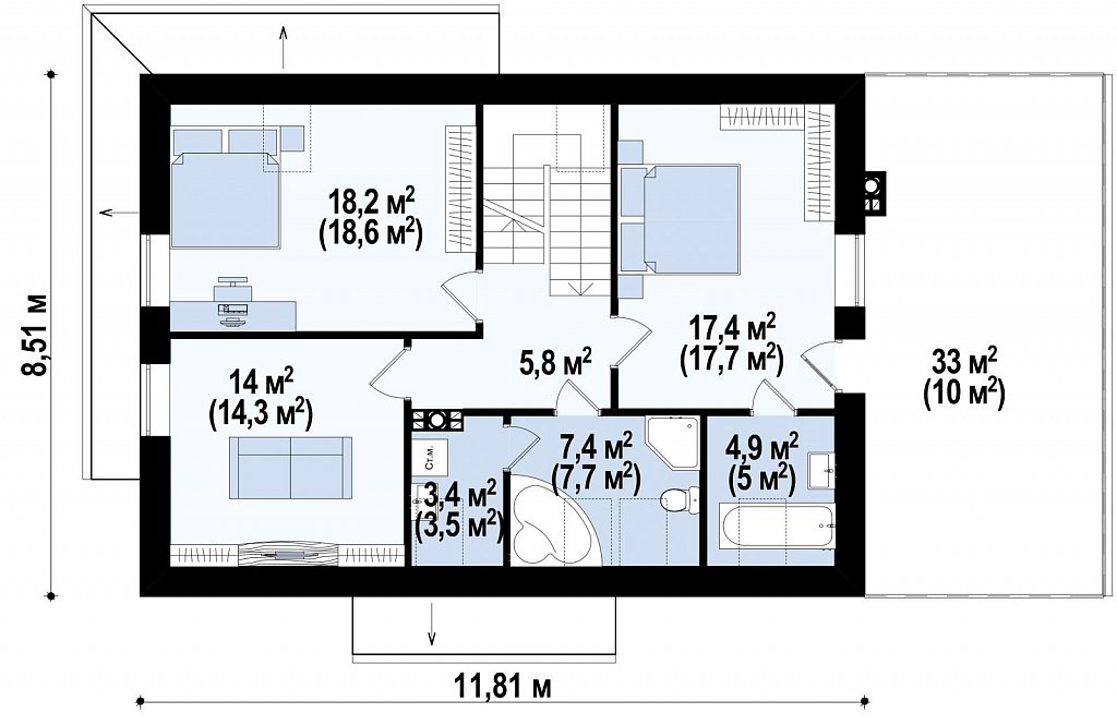 Второй этаж 72,3 м²