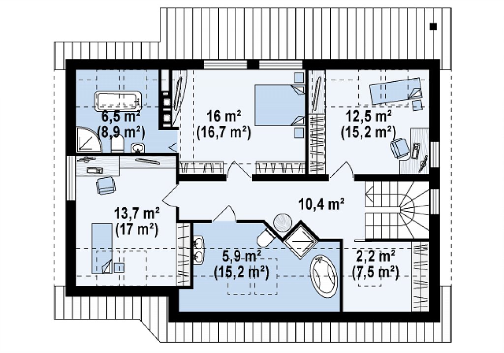Второй этаж 91,1 м²