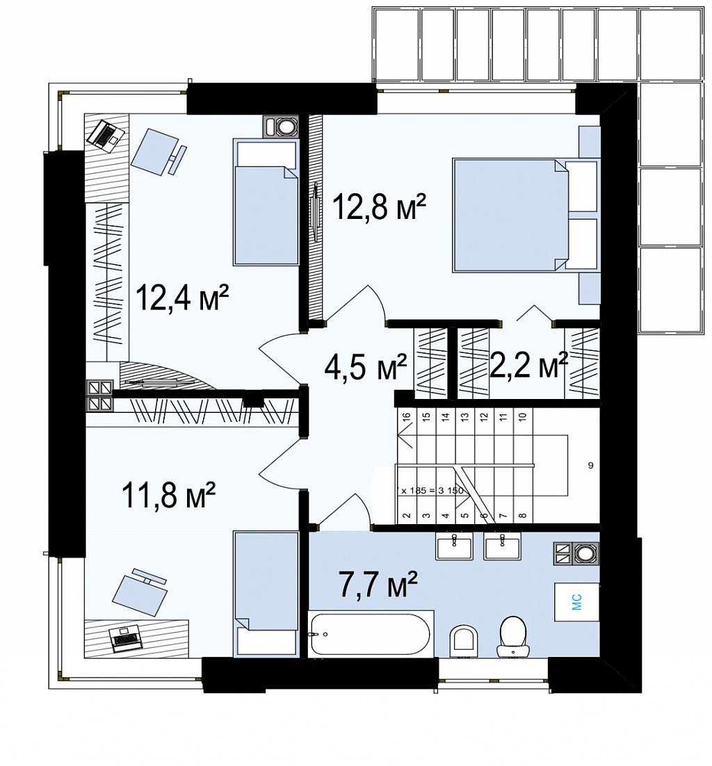 Второй этаж 51,2 м²