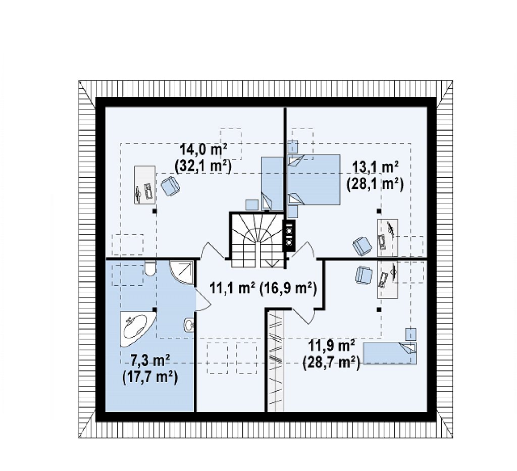 Второй этаж 123,5 м²