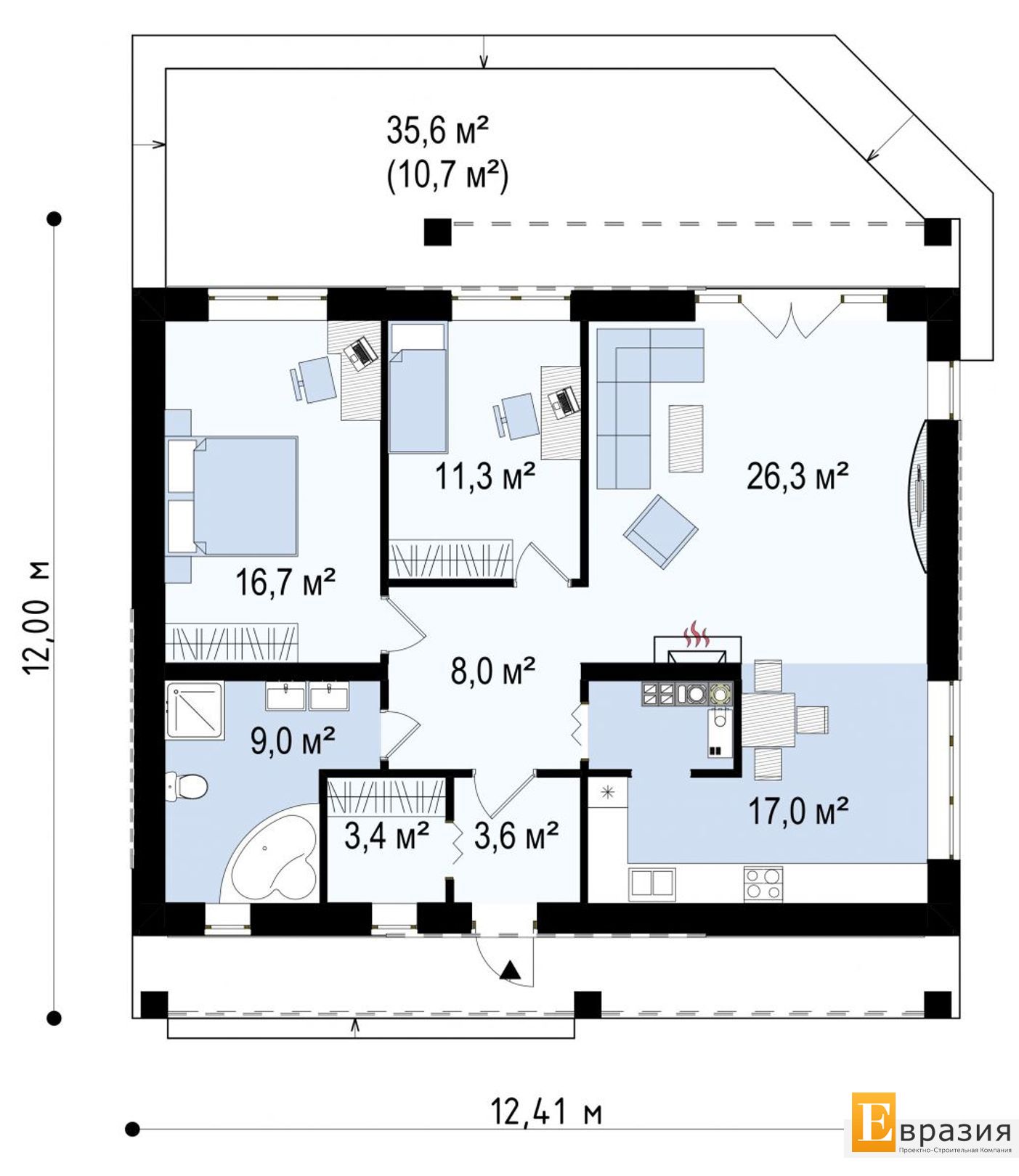 1-ЫЙ ЭТАЖ 95,3 / 106,0 m²
