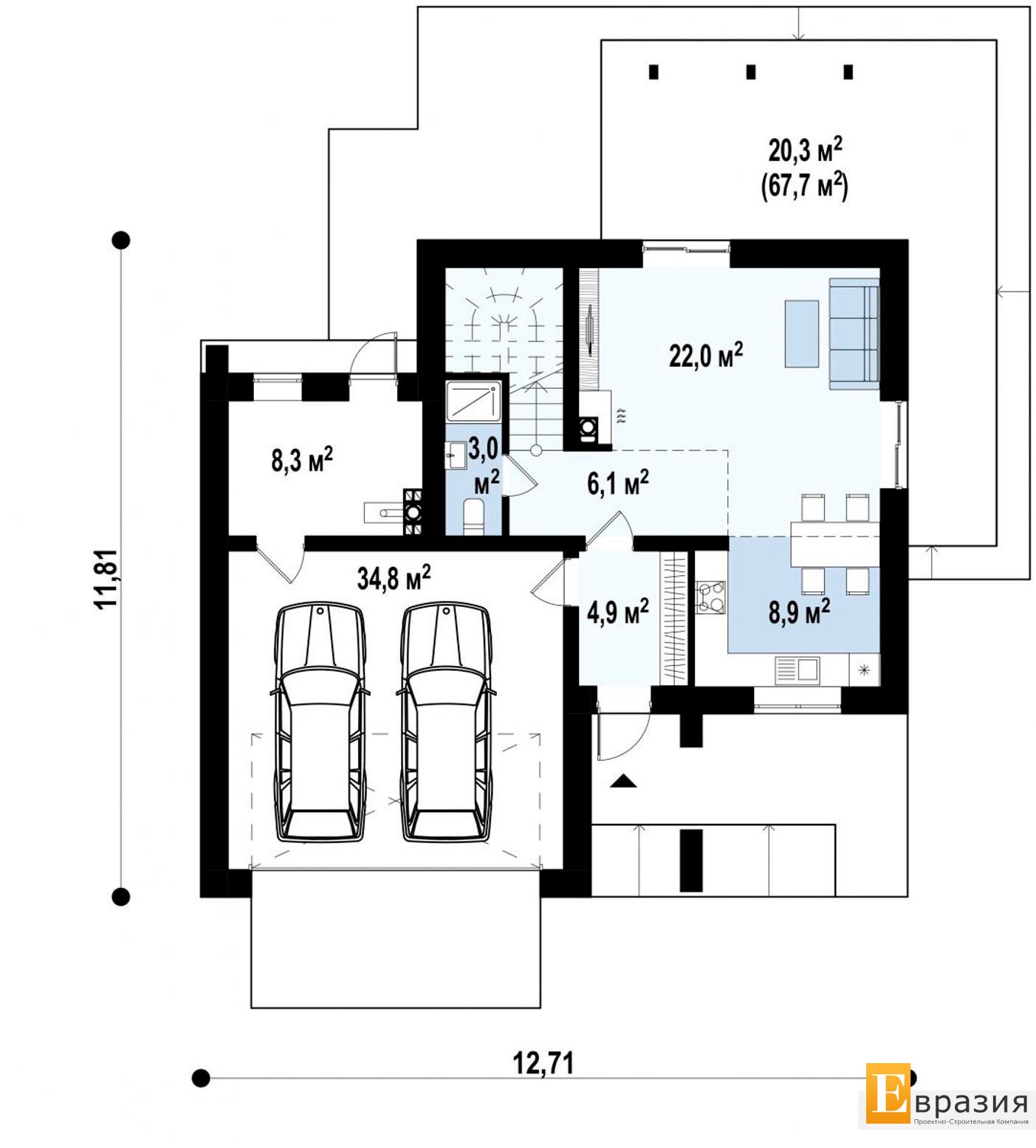 1-ЫЙ ЭТАЖ 88,0 / 108,3 m²
