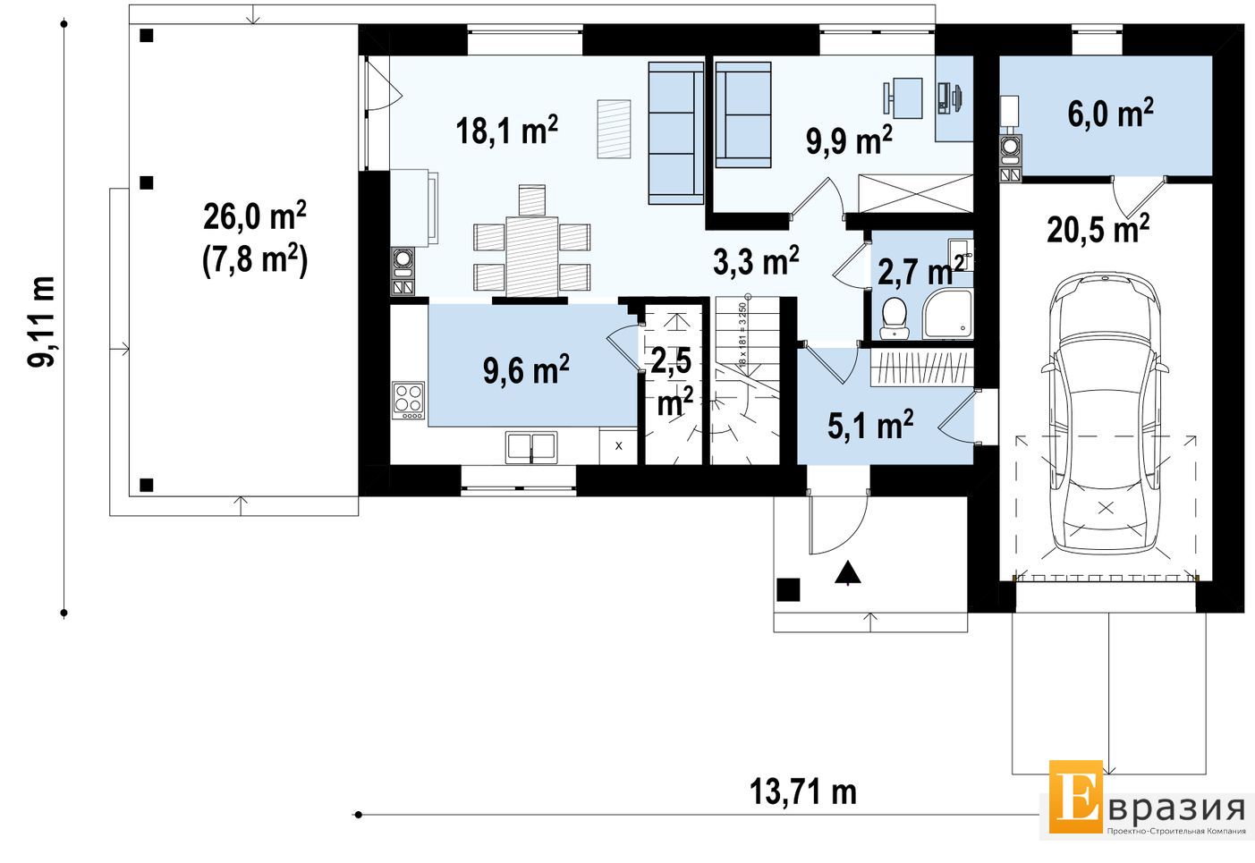 1-ЫЙ ЭТАЖ 77,7 / 85,5 m²