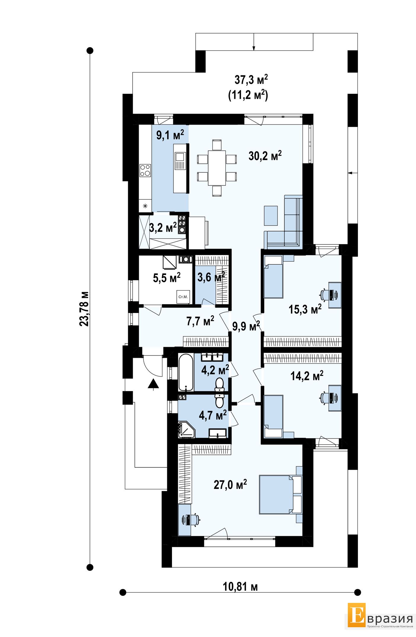 1-ЫЙ ЭТАЖ 134,6 / 145,8 m²