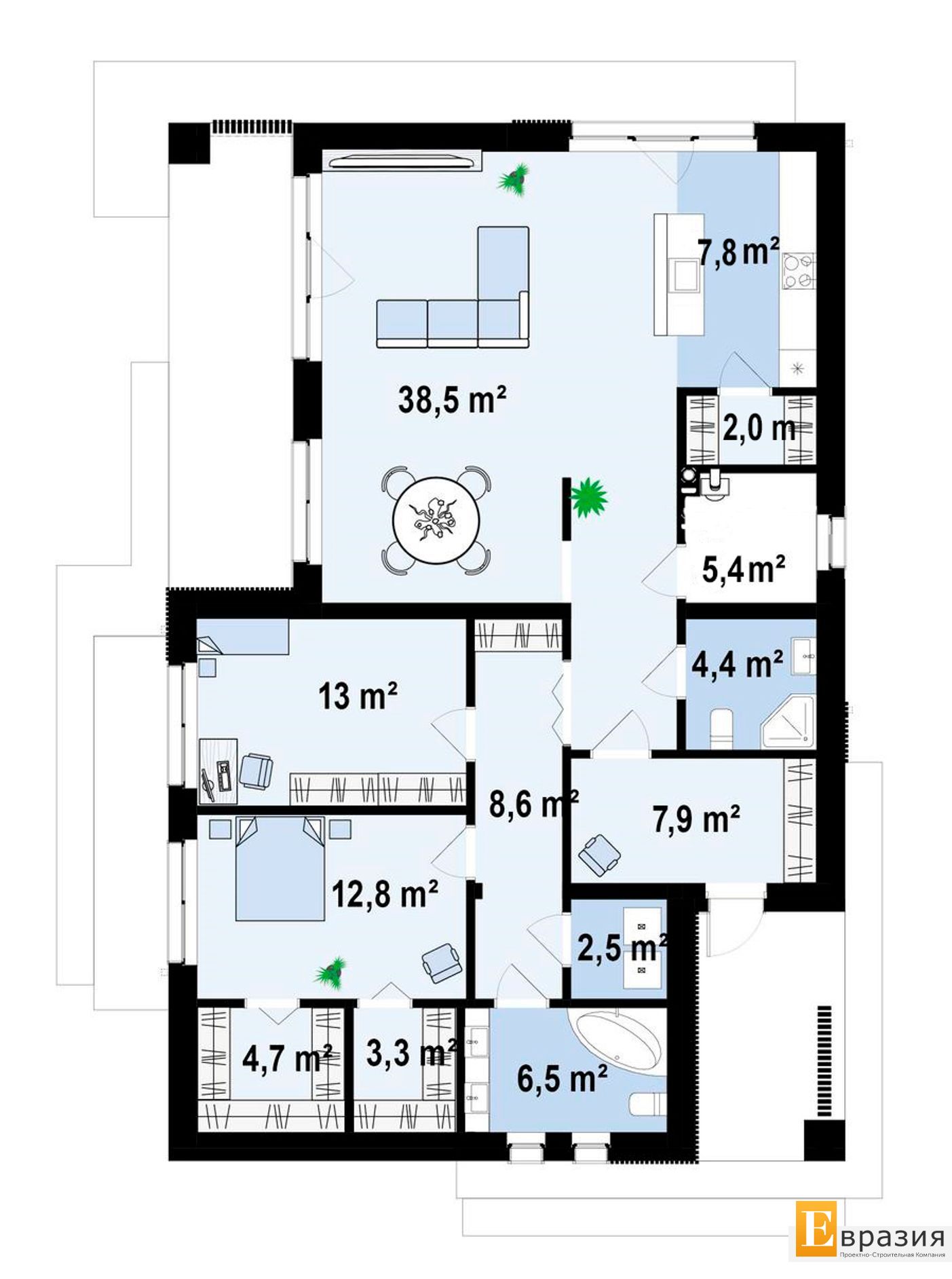 1-ЫЙ ЭТАЖ 124,0 / 124,0 m²
