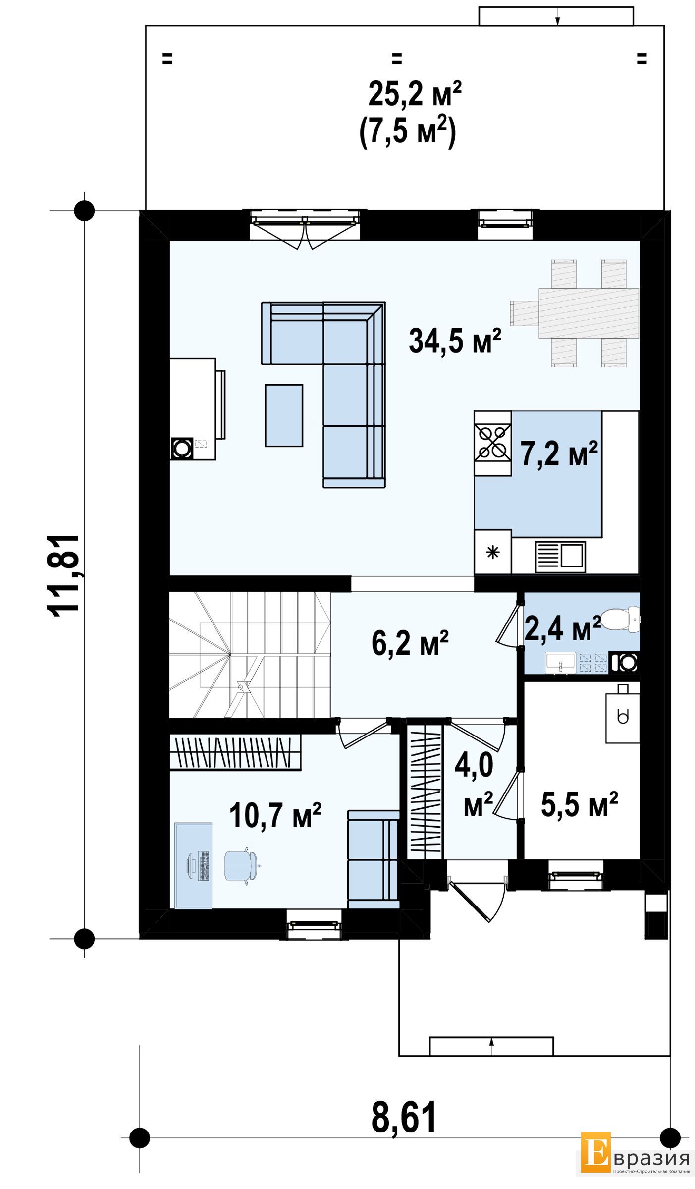 1-ЫЙ ЭТАЖ 70,5 / 78,0 m²