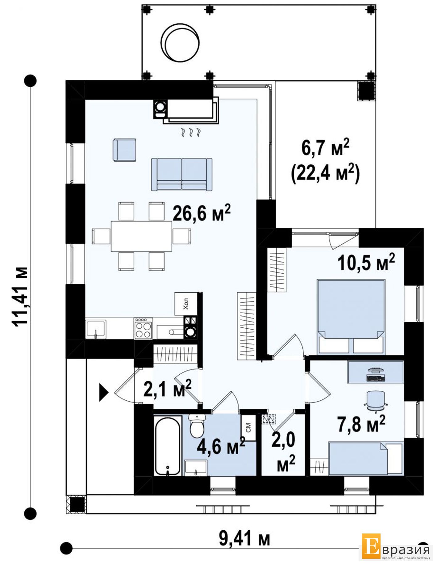 1-ЫЙ ЭТАЖ 57,0 / 63,7 m²