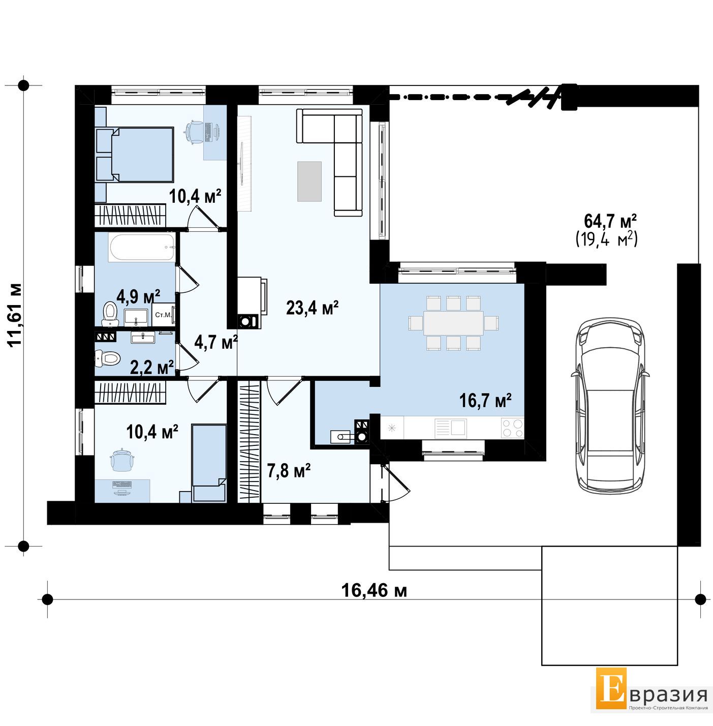 1-ЫЙ ЭТАЖ 80,5 / 99,9 m²