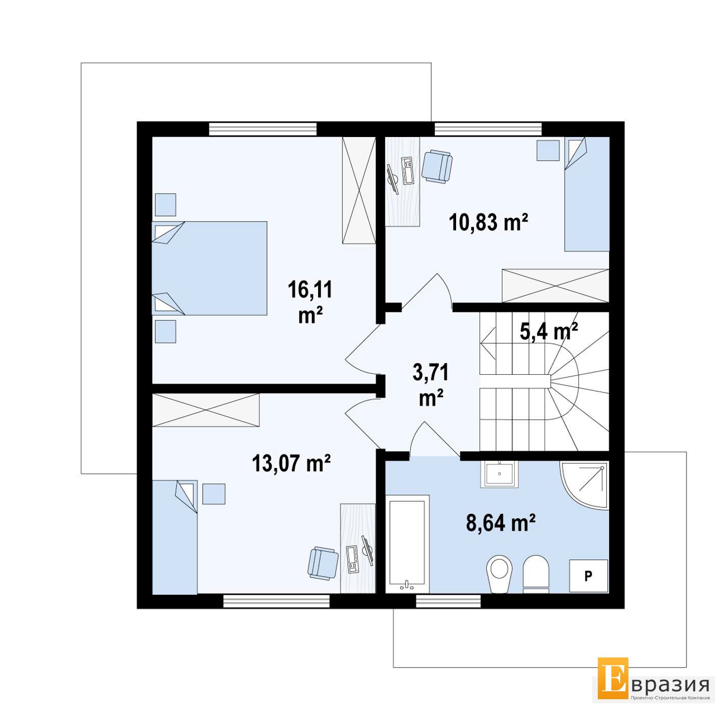МАНСАРДА 52,4 / 57,8 m²
